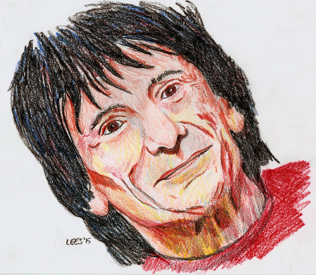 Disegno del volto di Ronnie Wood (“Ronnie Wood” by Tram Painter is licensed under CC BY-NC-ND 2.0). La musica rock è una filosofia di vita.
