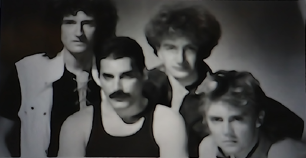 Elaborazione grafica di una immagine in bianconero dei Queen.