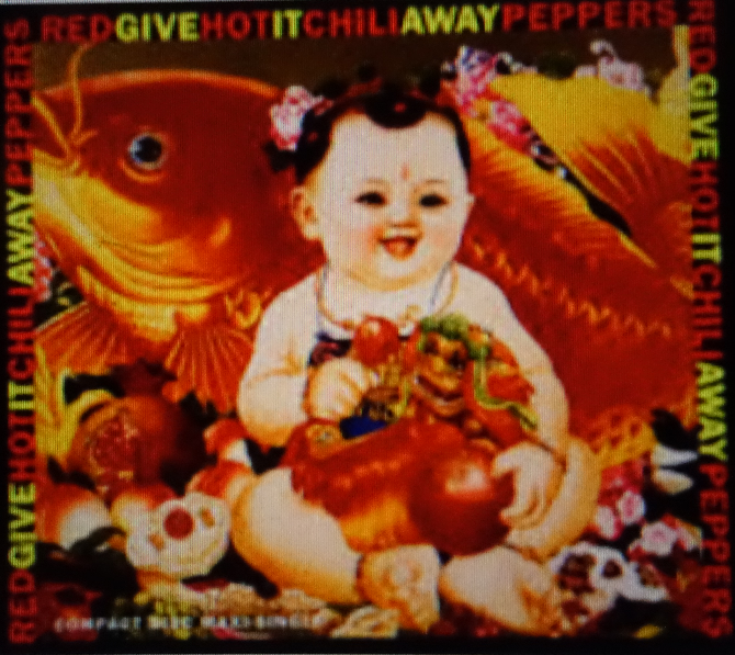 Immagine del singolo "Give it away" dei Red Hot Chili Peppers.