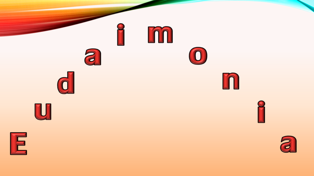 Grafica personalizzata della parola greca EUDAIMONIA.