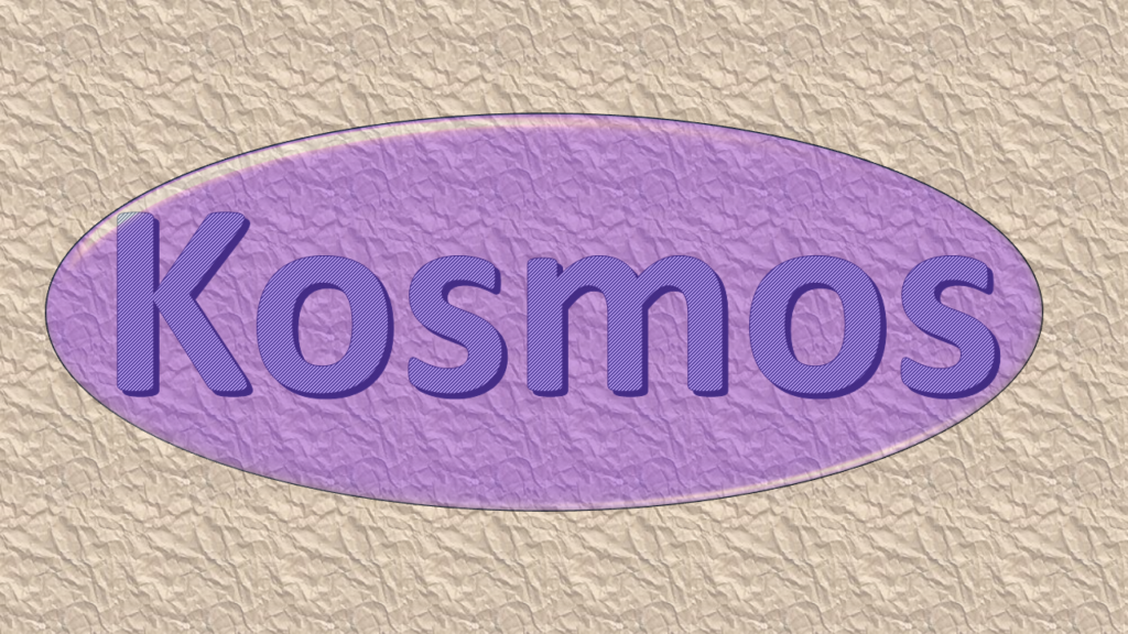 Grafica personalizzata della parola greca KOSMOS.